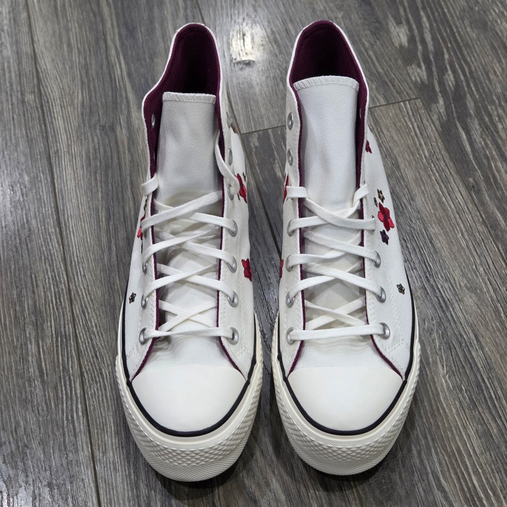 Converse Chuck Taylor Lift Platform Sneakers 10 Embroidered Flowers High Top - Picture 6 of 12